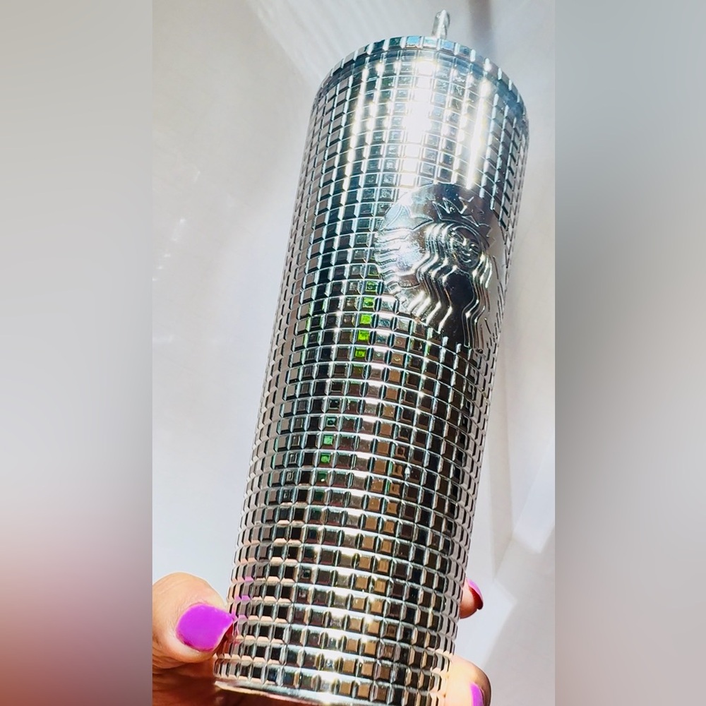 Starbucks Silver Grid Disco Tumbler - Picture 3 of 4